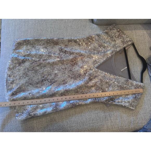 Free People Midnight Dreamer Shattered Glass Mini Dress V-Neck Sheer Back Sz M - Picture 5 of 14